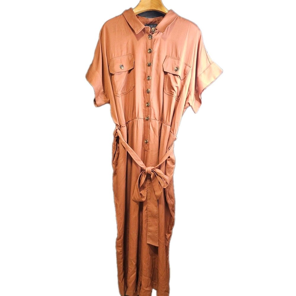 Eloquii Size 26 Cinnamon Utility Jumpsuit Wide Leg Belted One Piece NWT